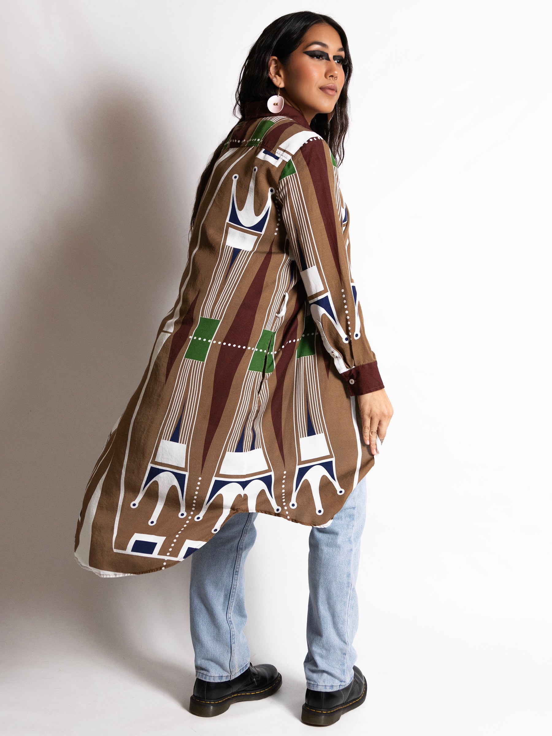 Shirt Dress - natural paint parfleche shirt dress in Tencel Twill