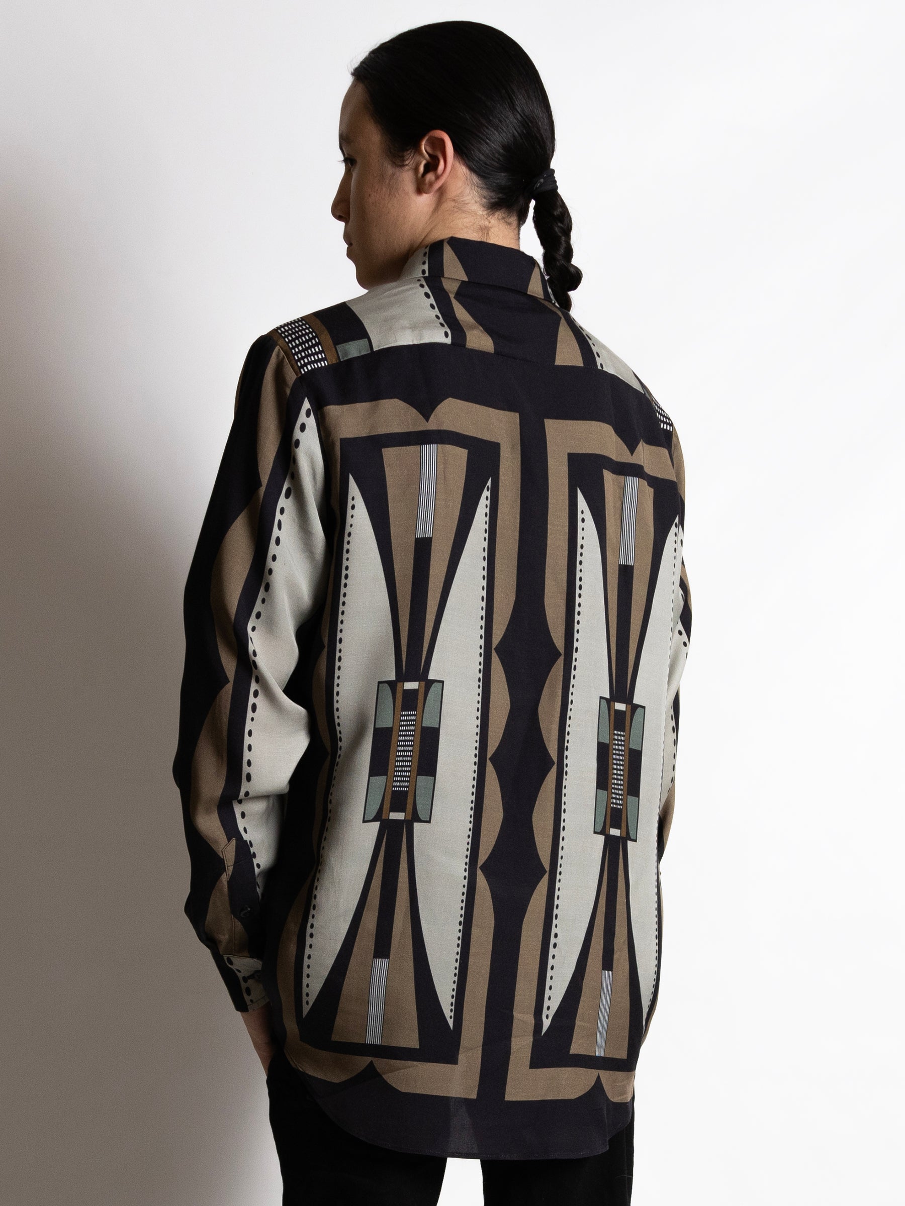 mens button-up - earth tone mens button up in Tencel Dobby