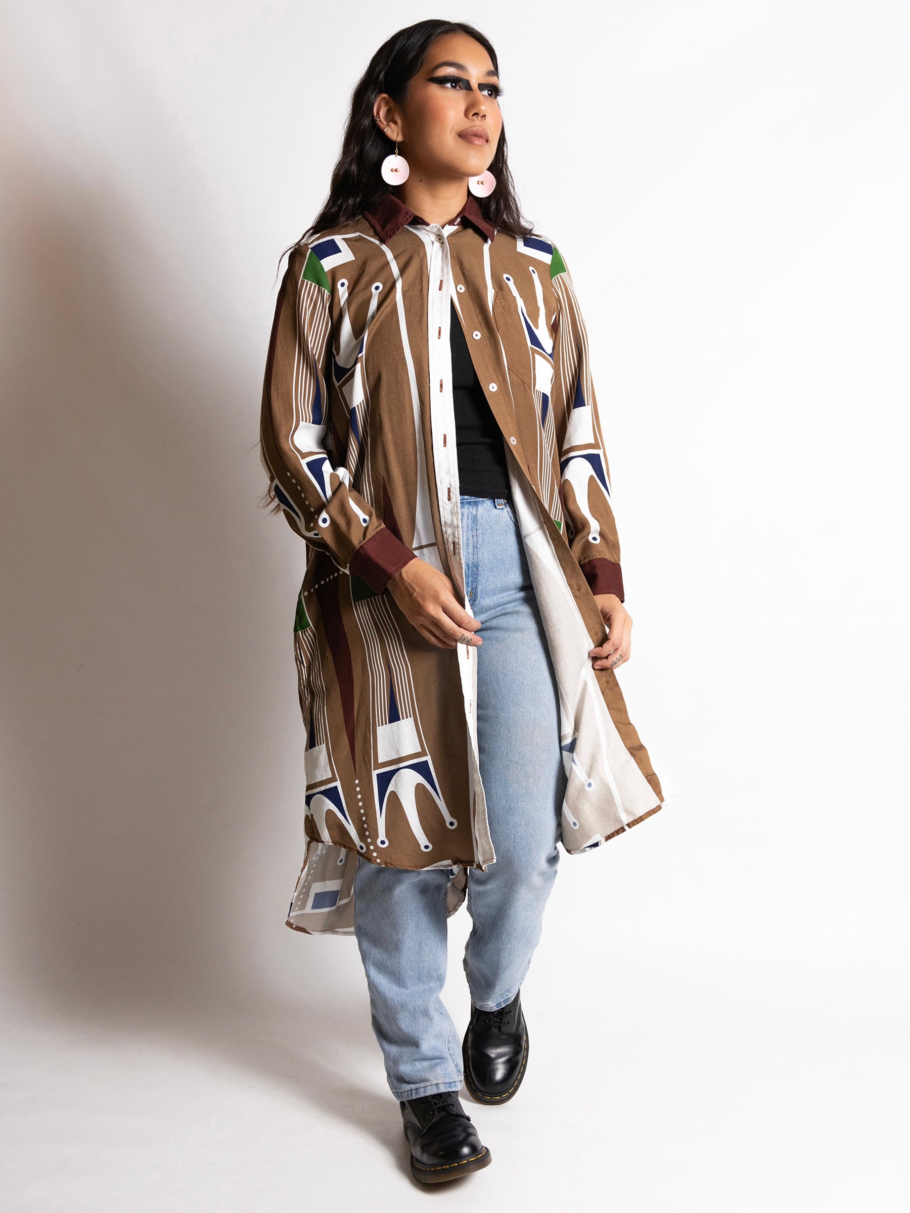 Shirt Dress - natural paint parfleche shirt dress in Tencel Twill