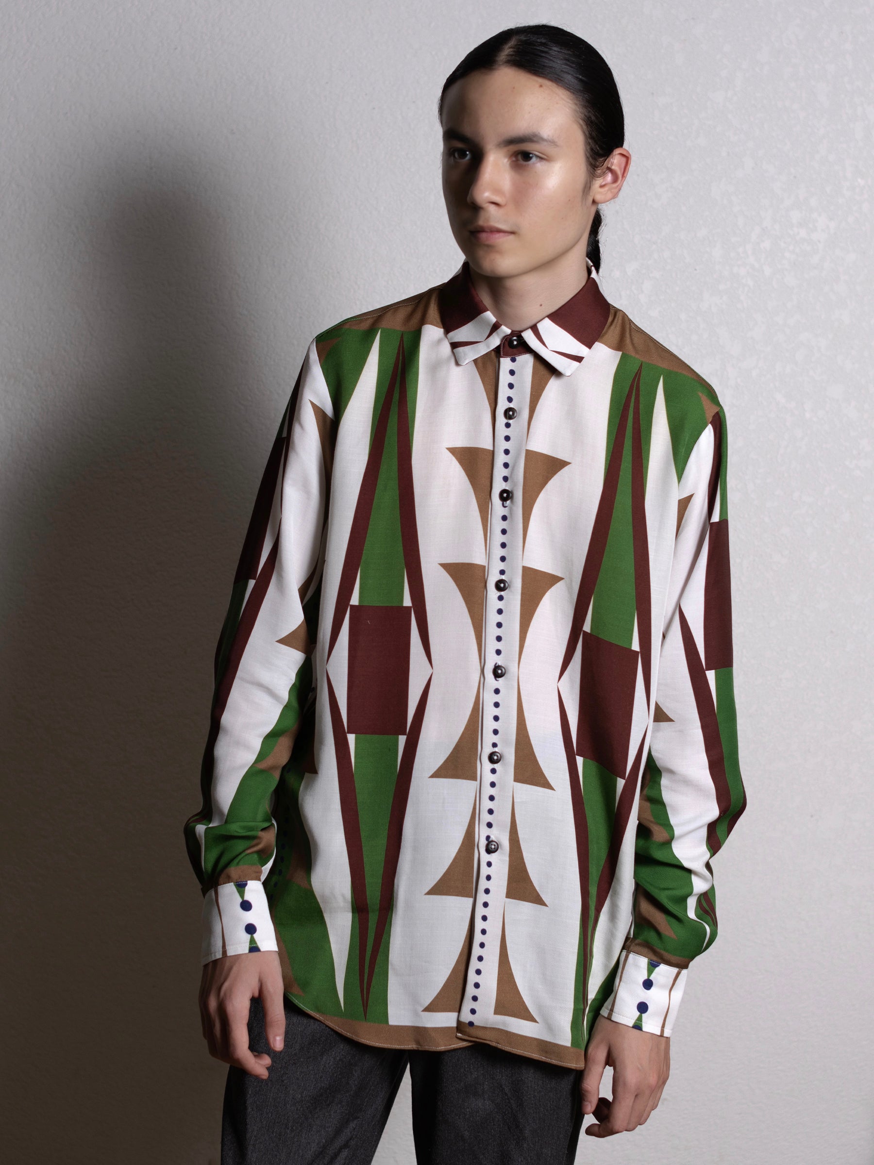 mens button-up - mens natural paint button up in Tencel Dobby