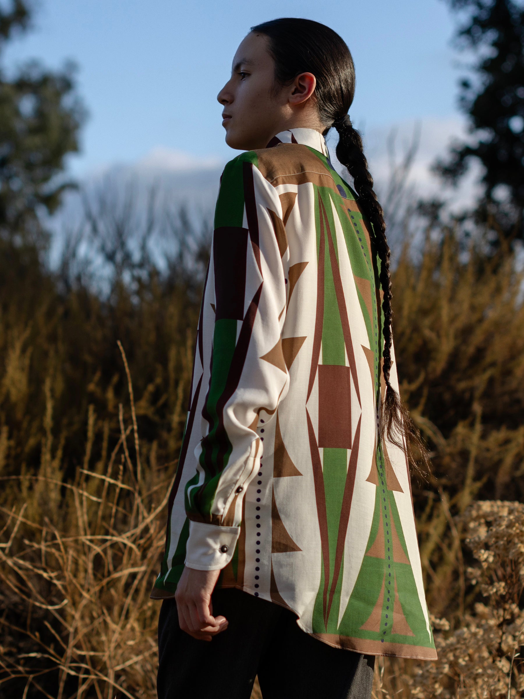 mens button-up - mens natural paint button up in Tencel Dobby