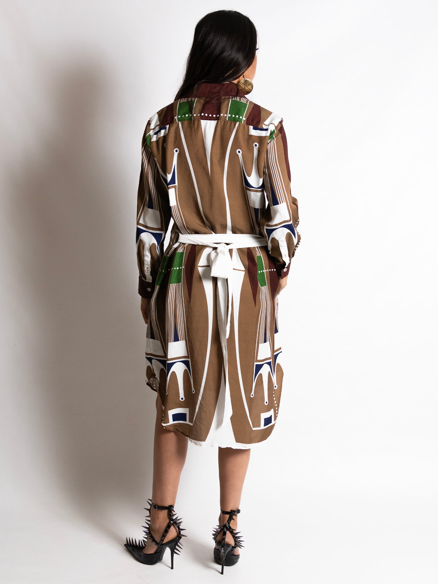 Shirt Dress - natural paint parfleche shirt dress in Tencel Twill