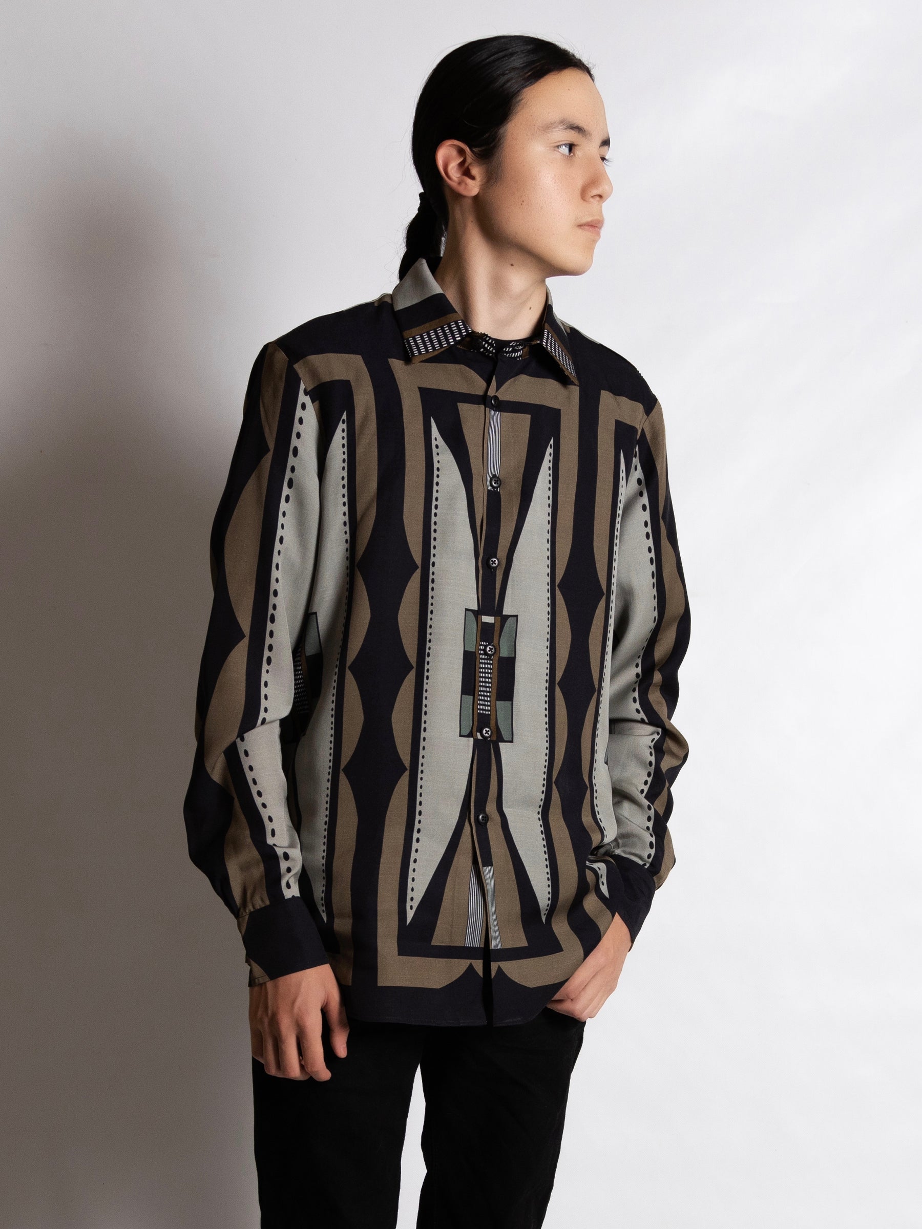 mens button-up - earth tone mens button up in Tencel Dobby