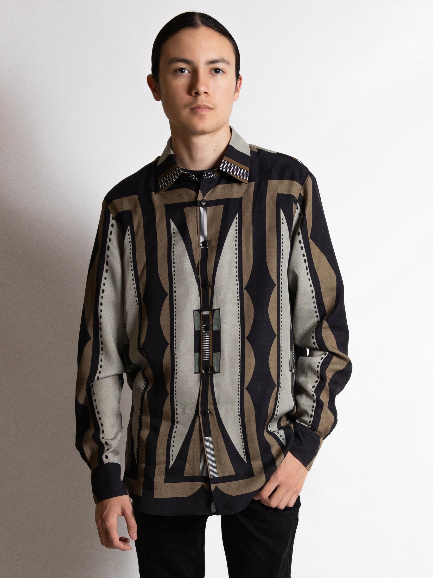 mens button-up - earth tone mens button up in Tencel Dobby