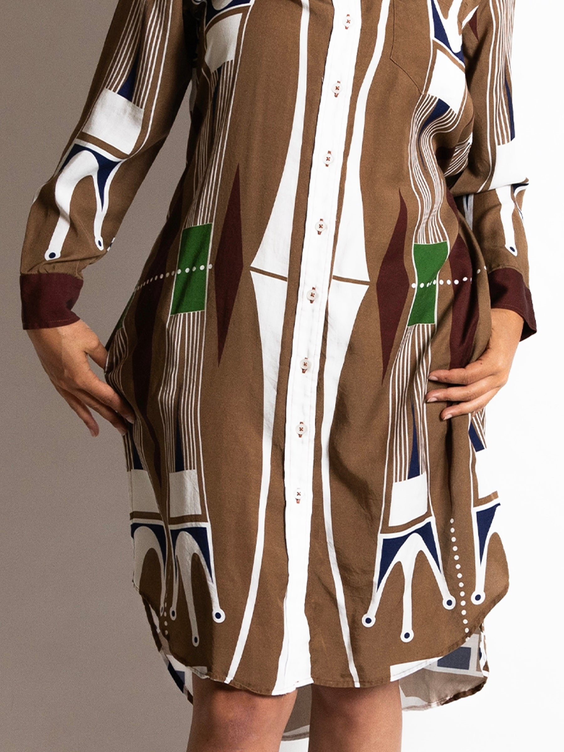 Shirt Dress - natural paint parfleche shirt dress in Tencel Twill