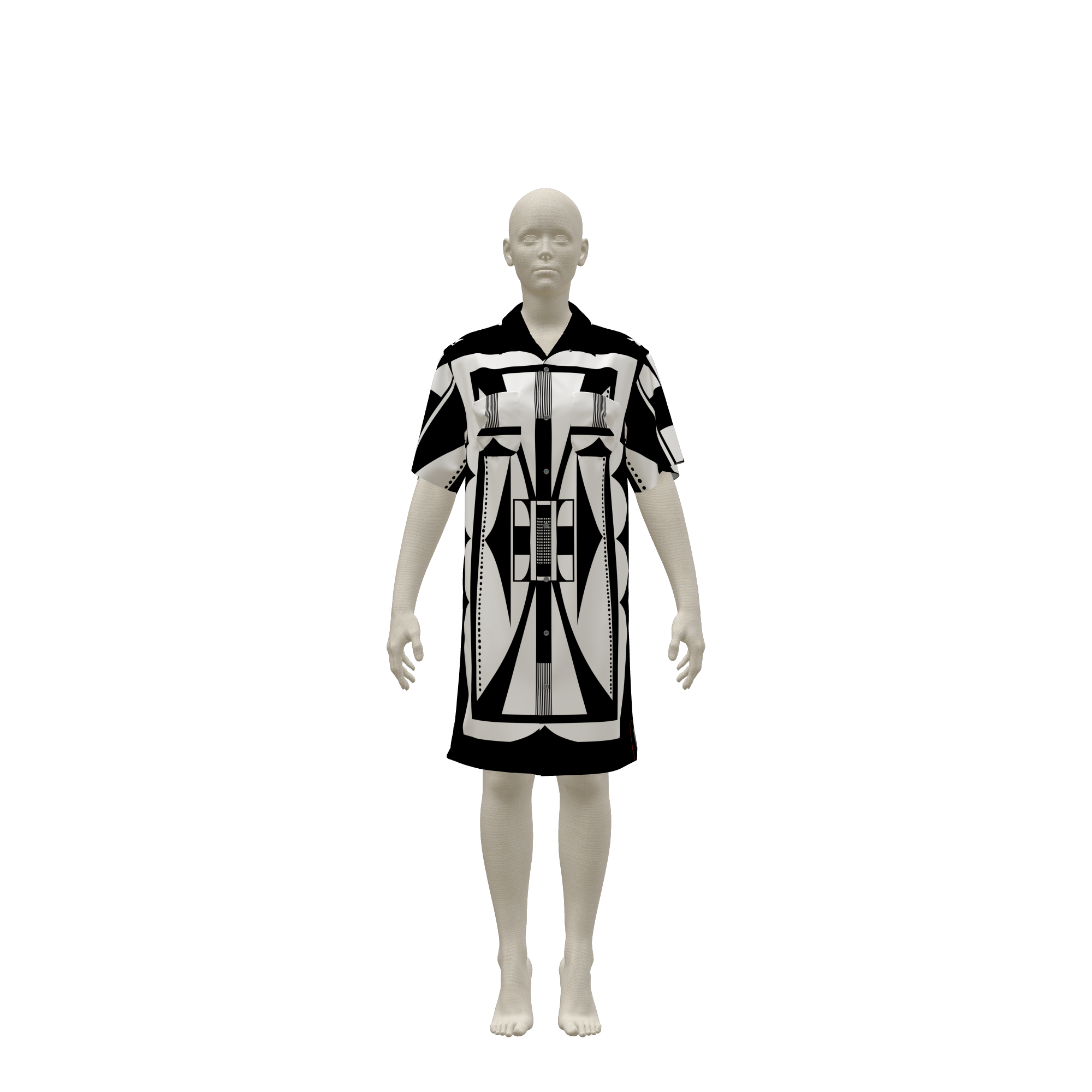 Shirt Dress - B/W bowler dress/top in Light Weight Tencel