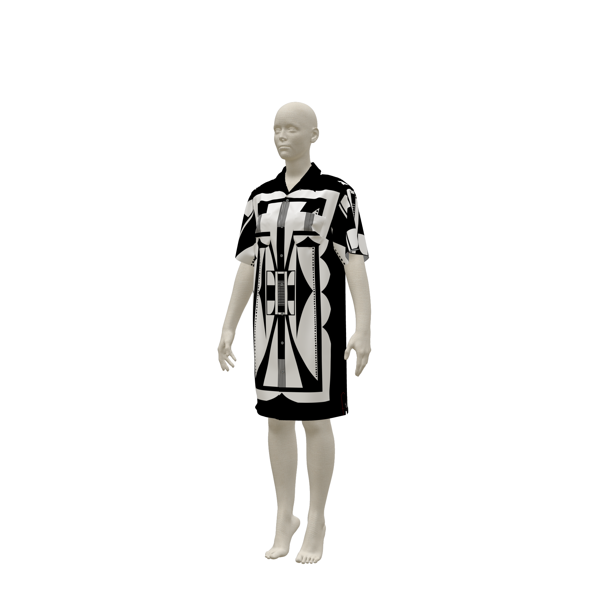 Shirt Dress - B/W bowler dress/top in Light Weight Tencel