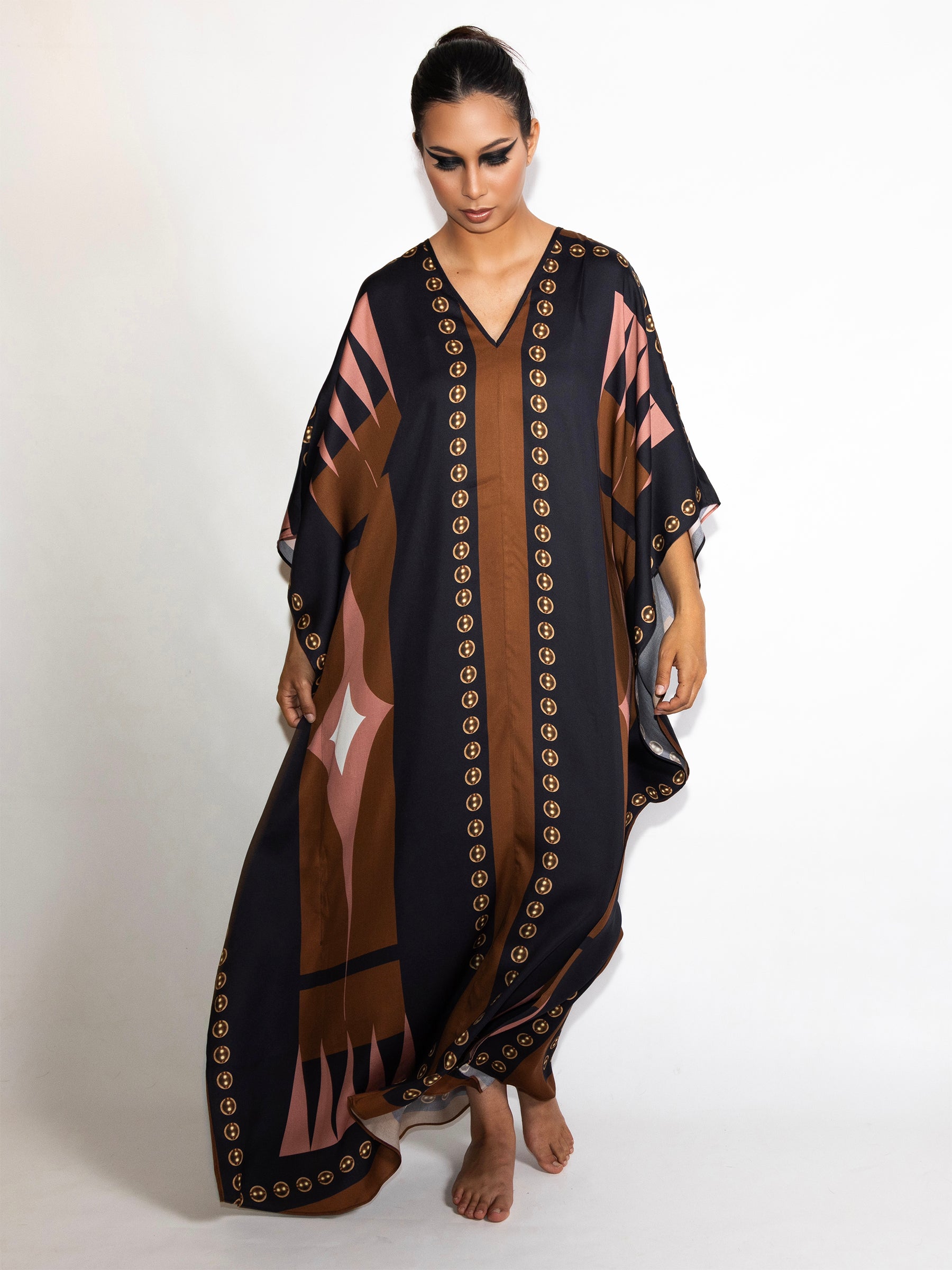 Black and Brass Mirrored Kaftan