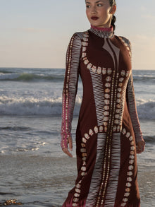 2025 elk and shell banded dress