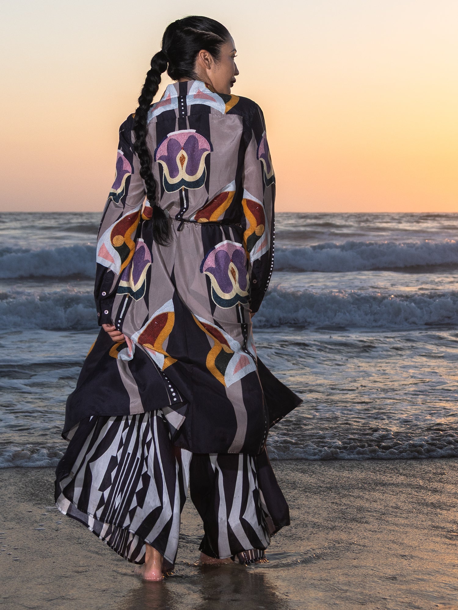 "Beaded" Blooming Drift Shirt Dress